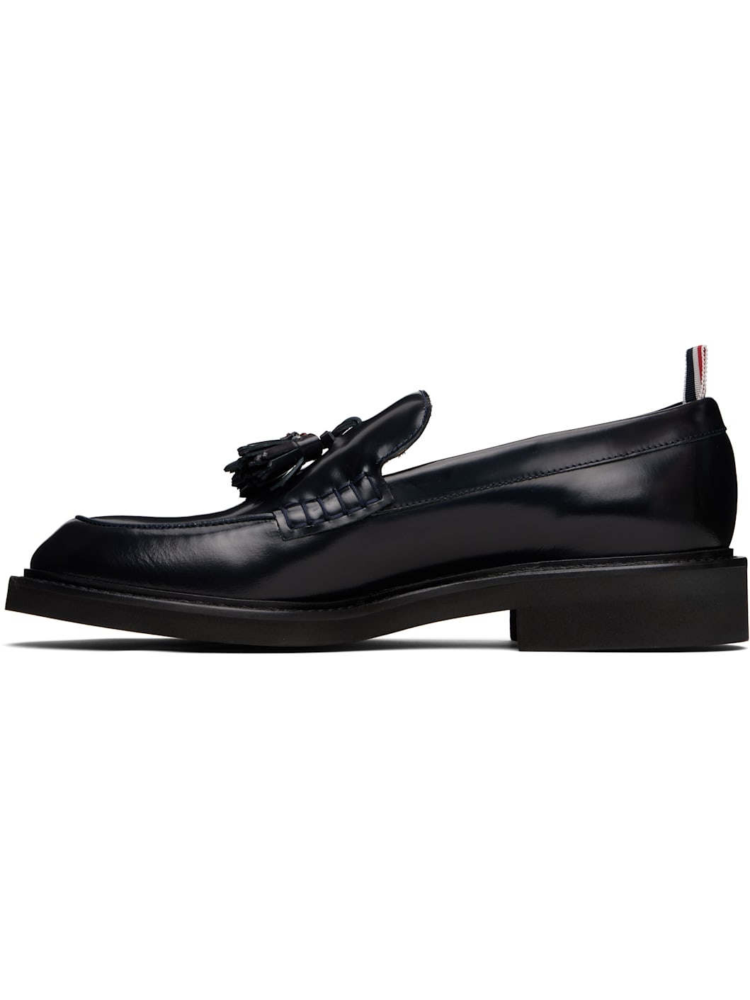 Navy Spazzolato Leather Tassle Loafers - 3