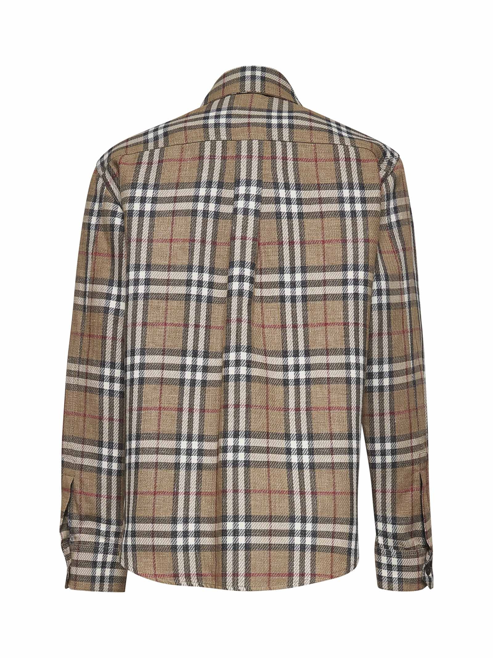 Beige Check cotton and linen shirt - 2