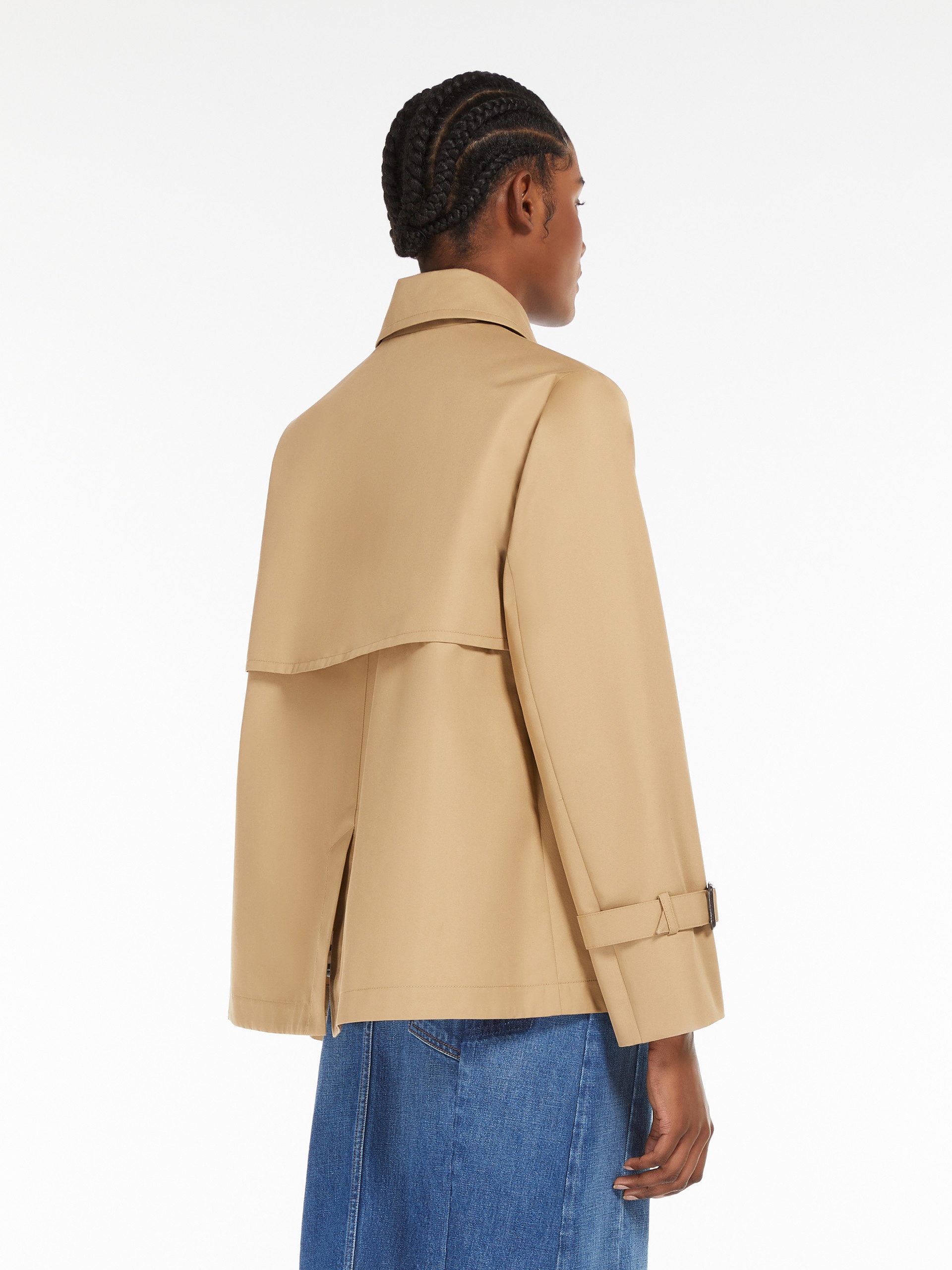 BIGLIA Water-repellent gabardine short trench coat - 4