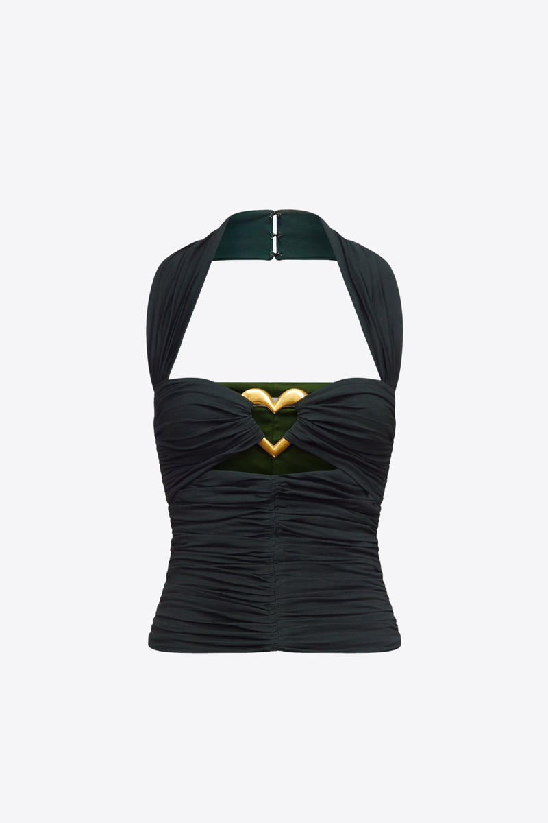 HEART RUCHED HALTER TOP - 1
