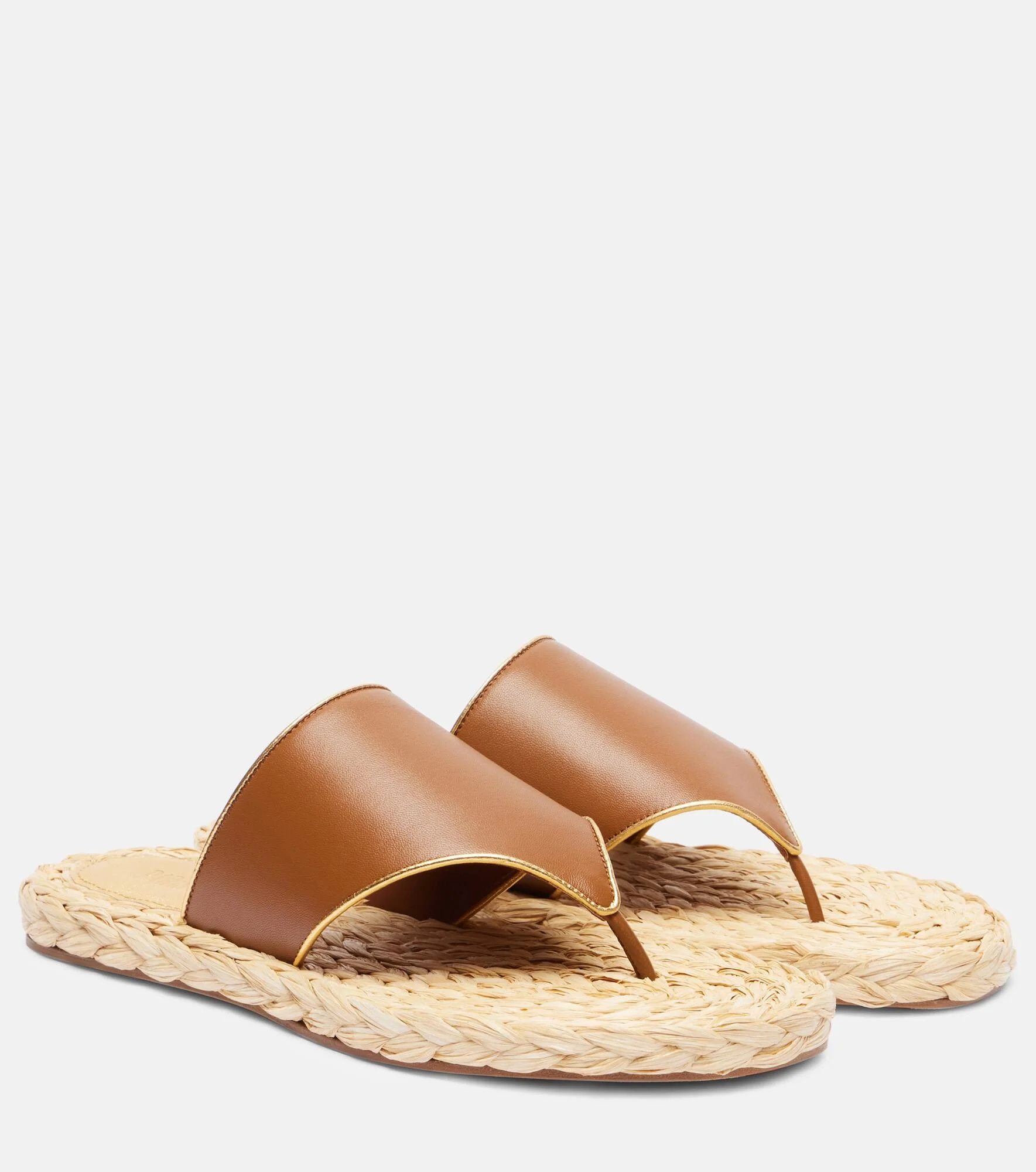 Amalfi leather-trimmed espadrille slides - 1