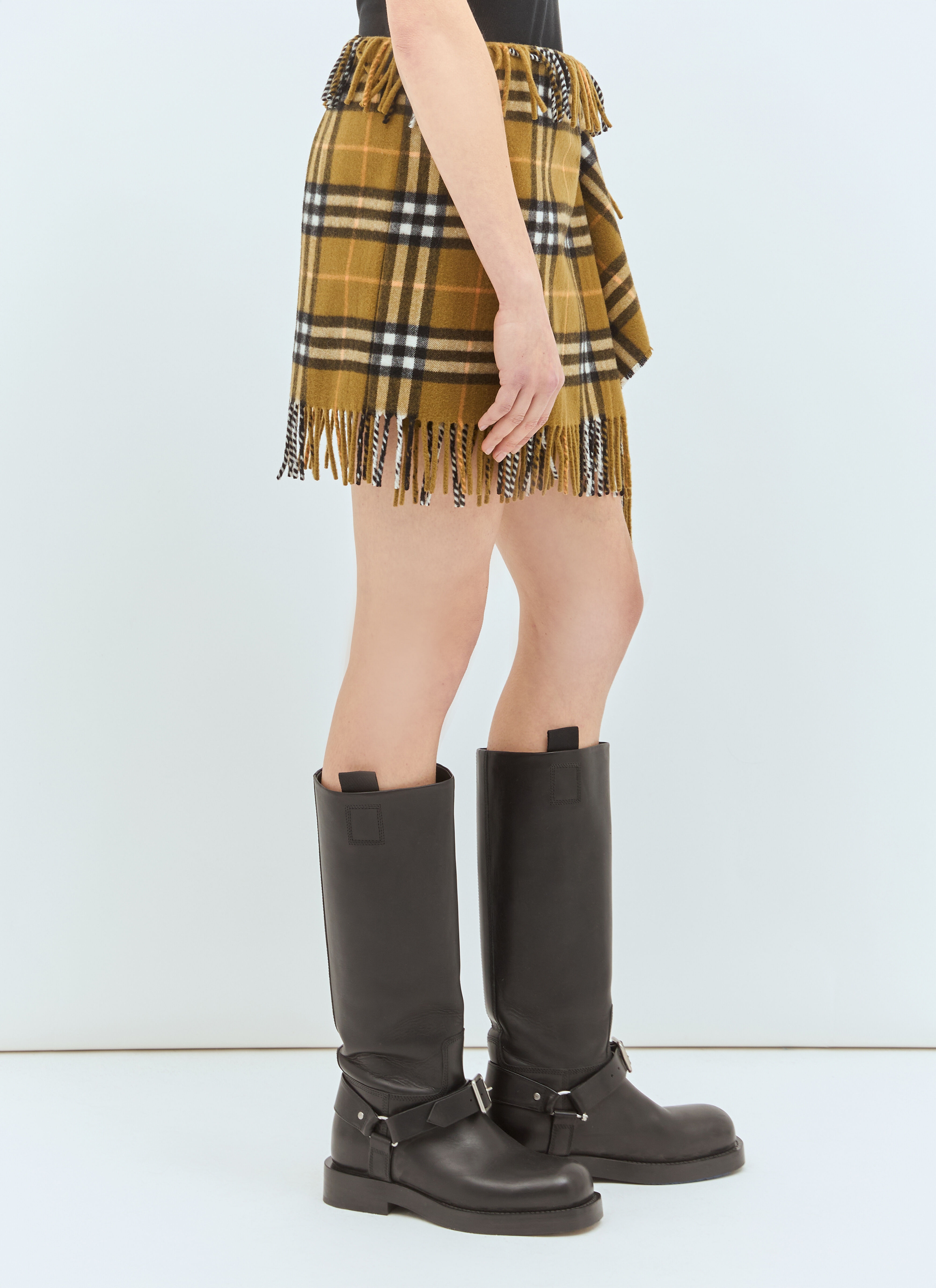 Check Wool And Cashmere Scarf Skirt - 4