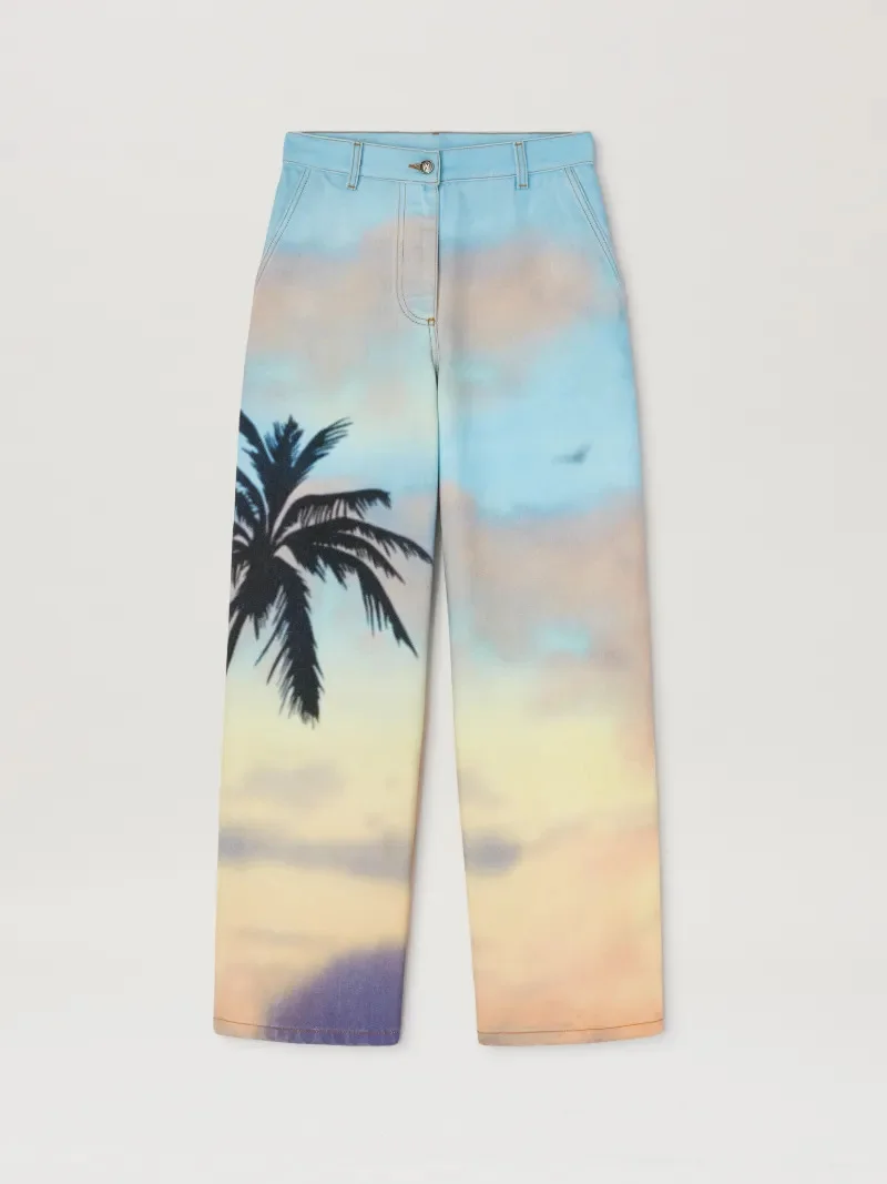 Sunrise Palm baggy denim pants - 1