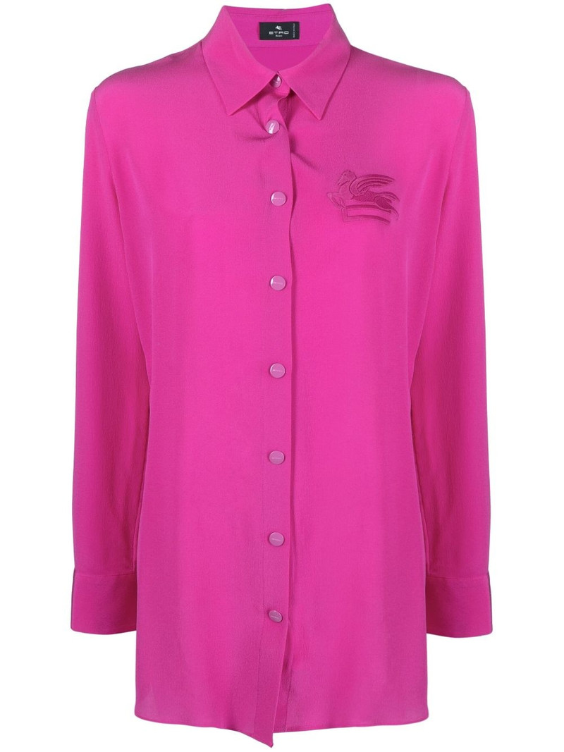Pegaso-appliqué silk shirt 1