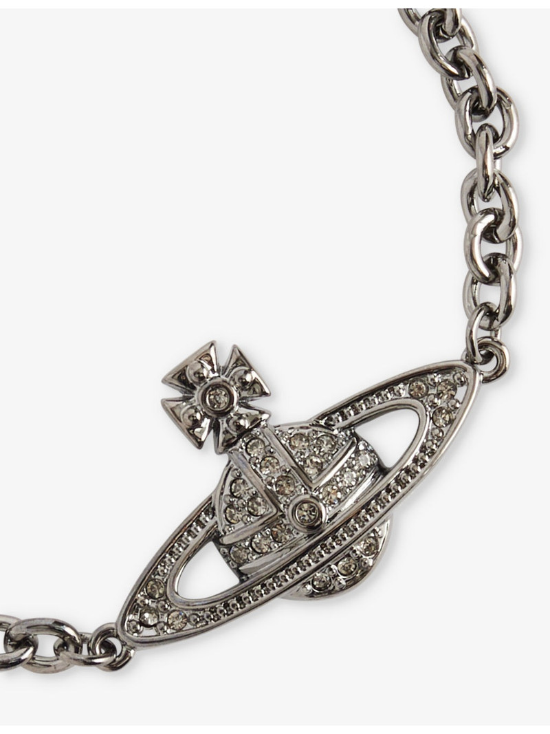 Man Mini Bas Relief chain-link brass and cubic zirconia bracelet 3