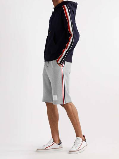 Thom Browne Striped Grosgrain-Trimmed Loopback Cotton-Jersey Shorts outlook