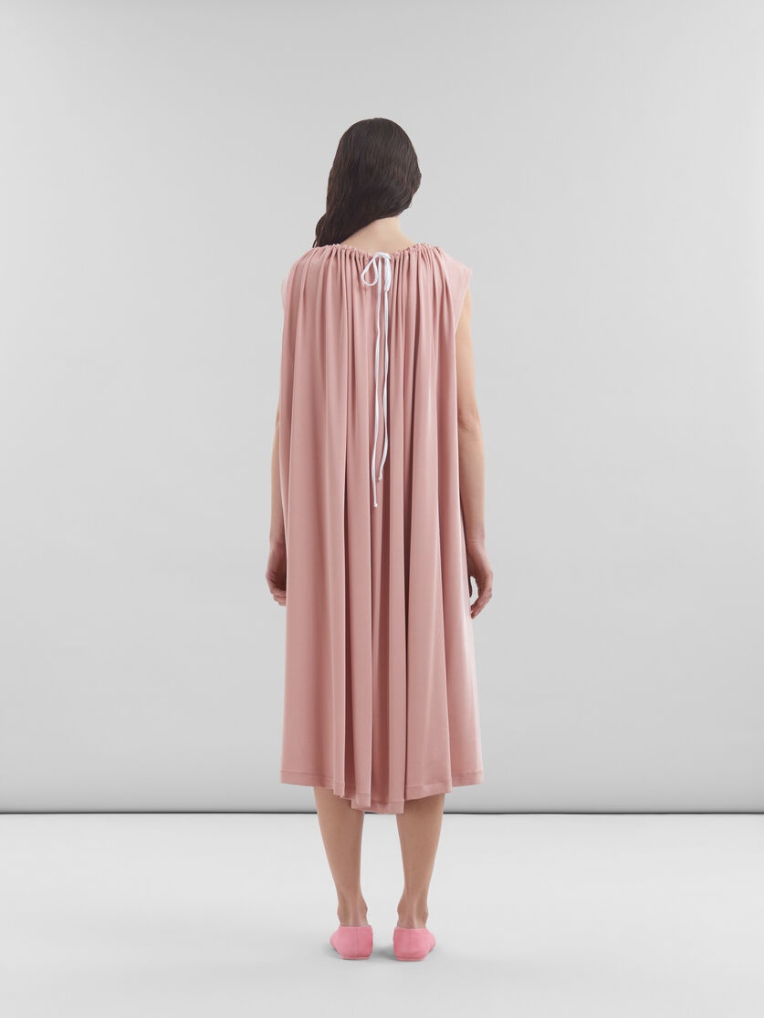PINK STRETCH JERSEY DRESS WITH GATHERED NECK - 3
