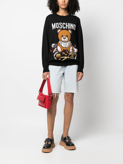 Moschino teddy bear intarsia-knit jumper outlook