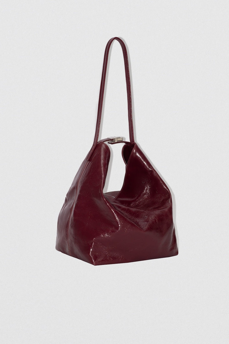 BY FAR MAXI BEA SOUR CHERRY CREASED CALF LEATHER HOBO BAG outlook