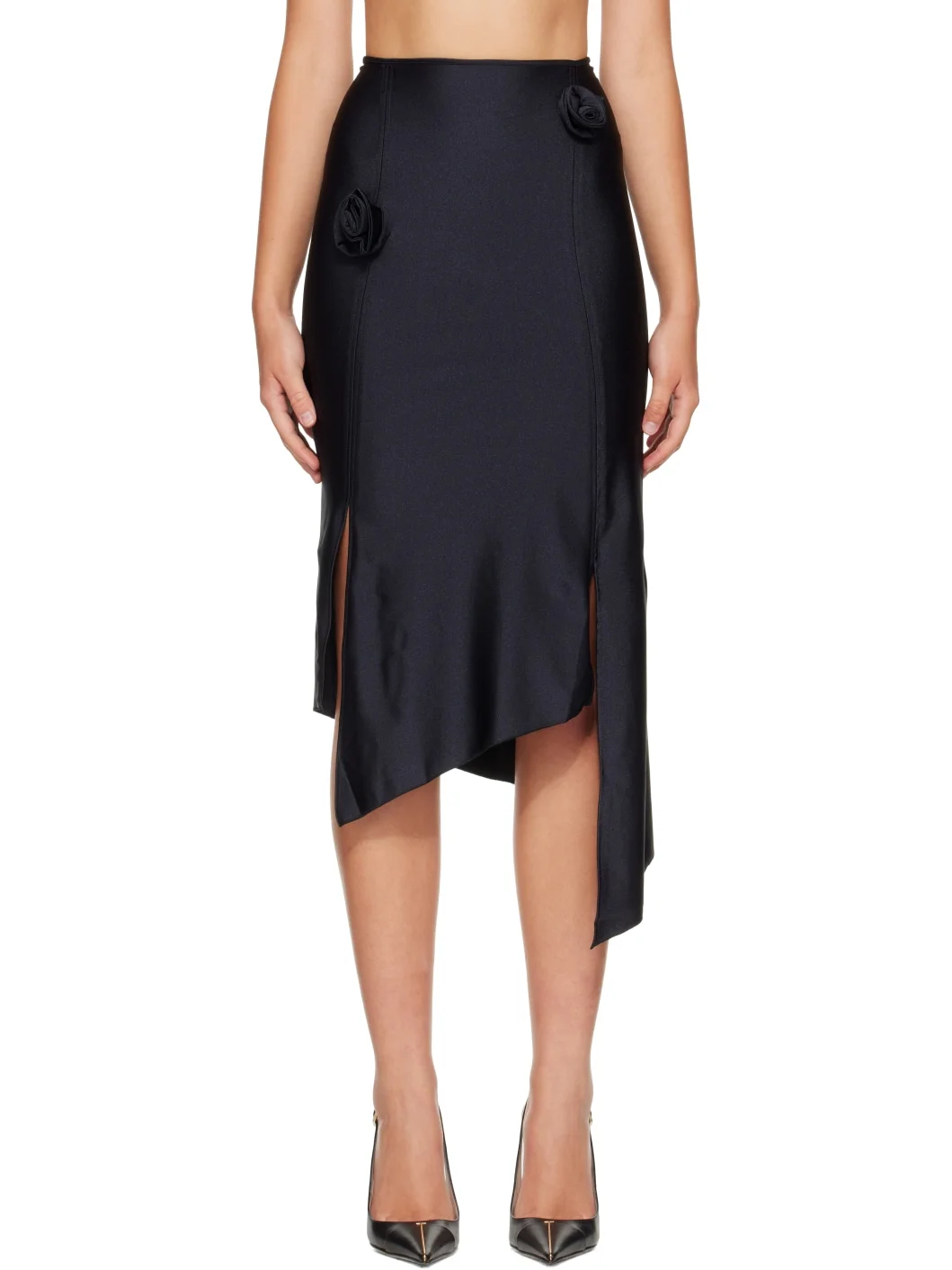 Black Flower Midi Skirt - 1