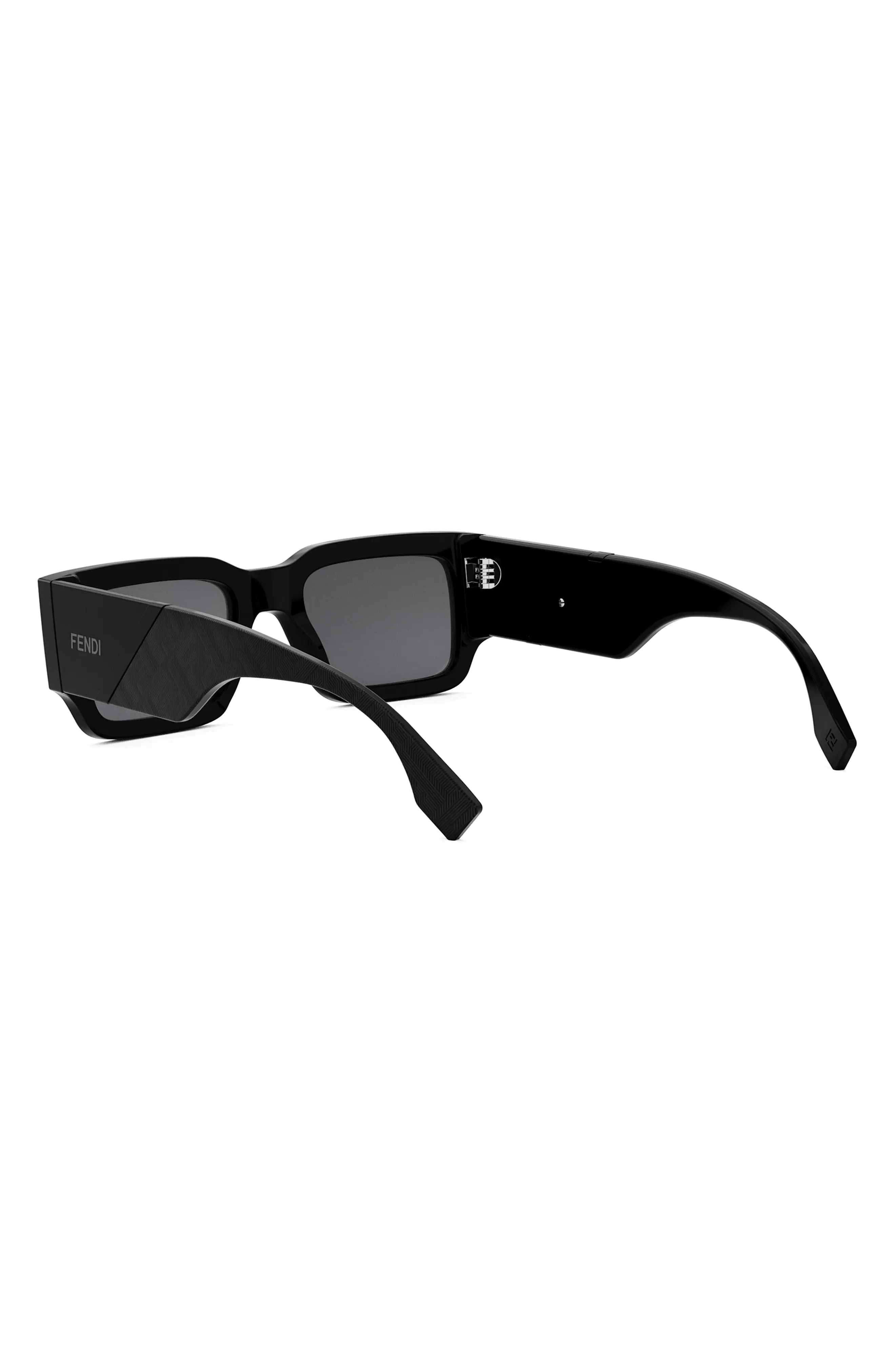 'Fendi Diagonal 51mm Rectangular Sunglasses in Shiny Black /Smoke - 8