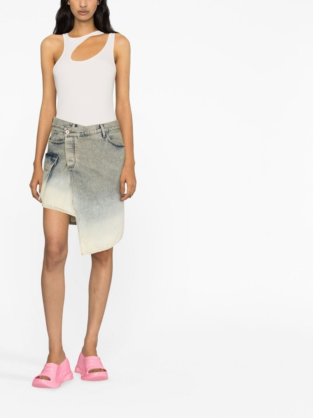 asymmetric denim skirt - 2