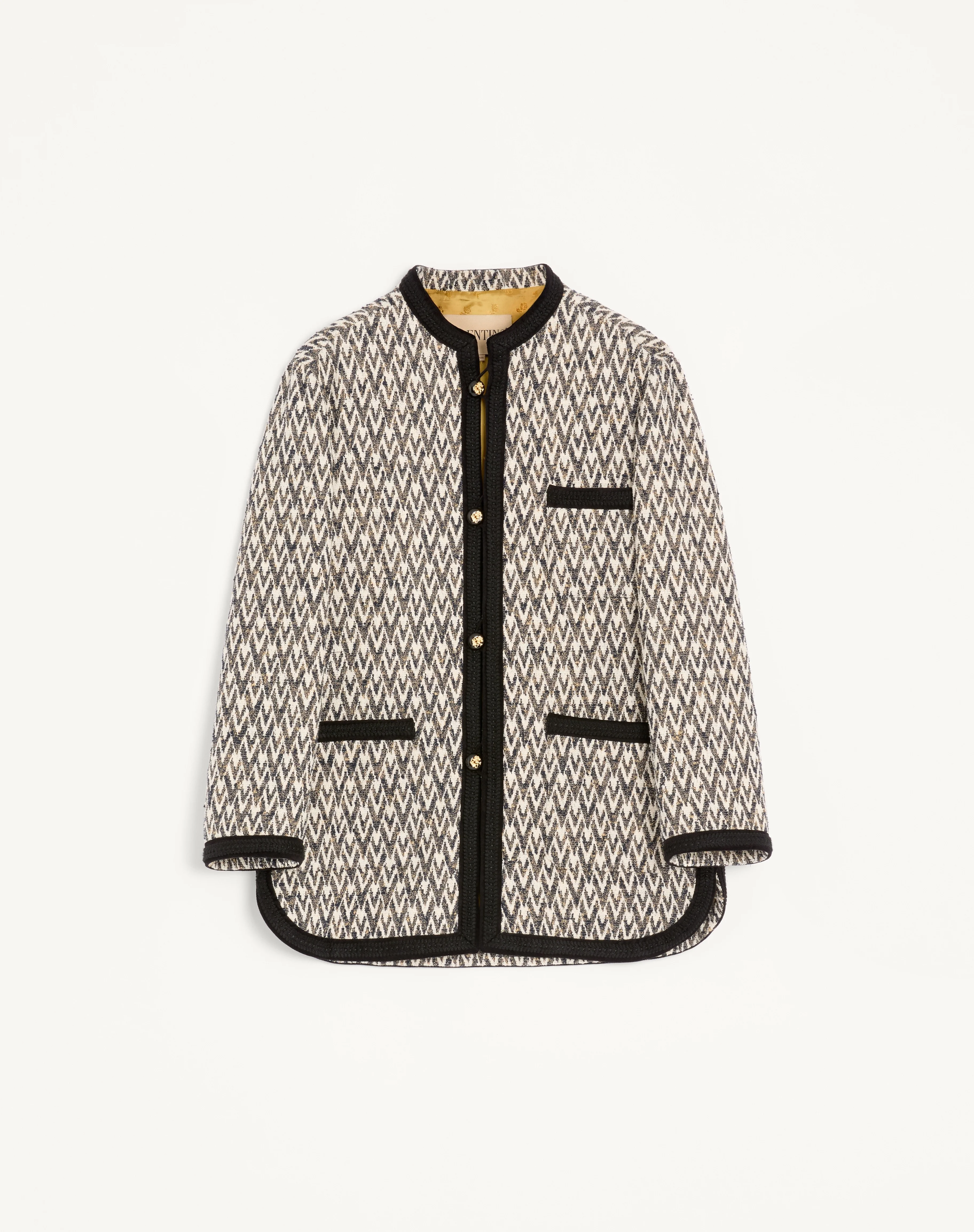 VALENTINO BOUCLÉ WOOL JACKET WITH TOUTE LA V JACQUARD PATTERN - 1
