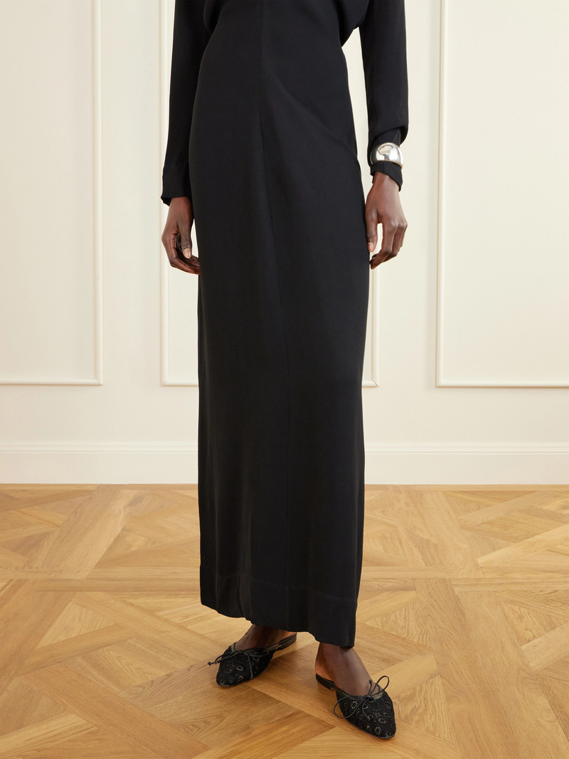 Manolo Blahnik Ballerimu Bow-detailed Leather-trimmed Lace Flats outlook