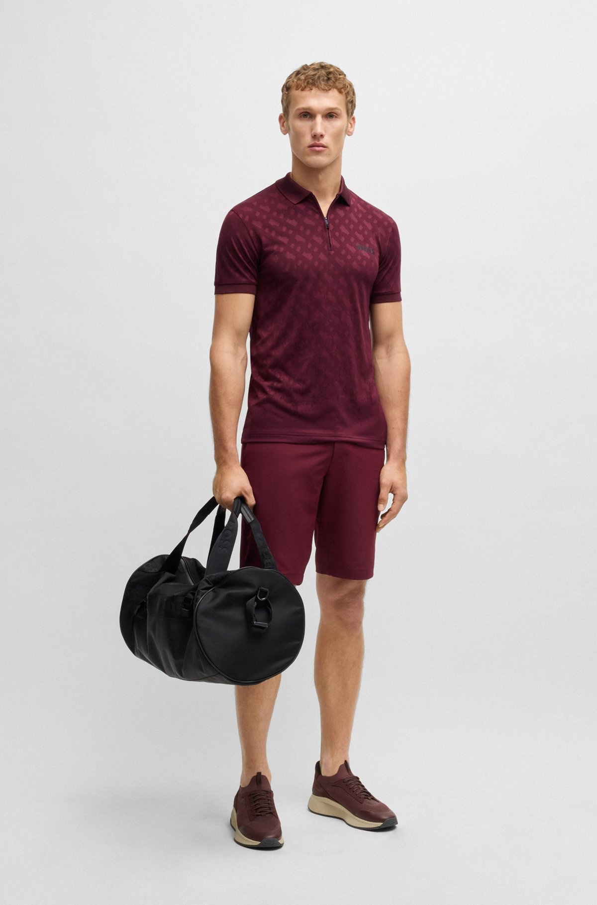 ACTIVE QUICK-DRY POLO SHIRT WITH GRADIENT MONOGRAM JACQUARD - 4