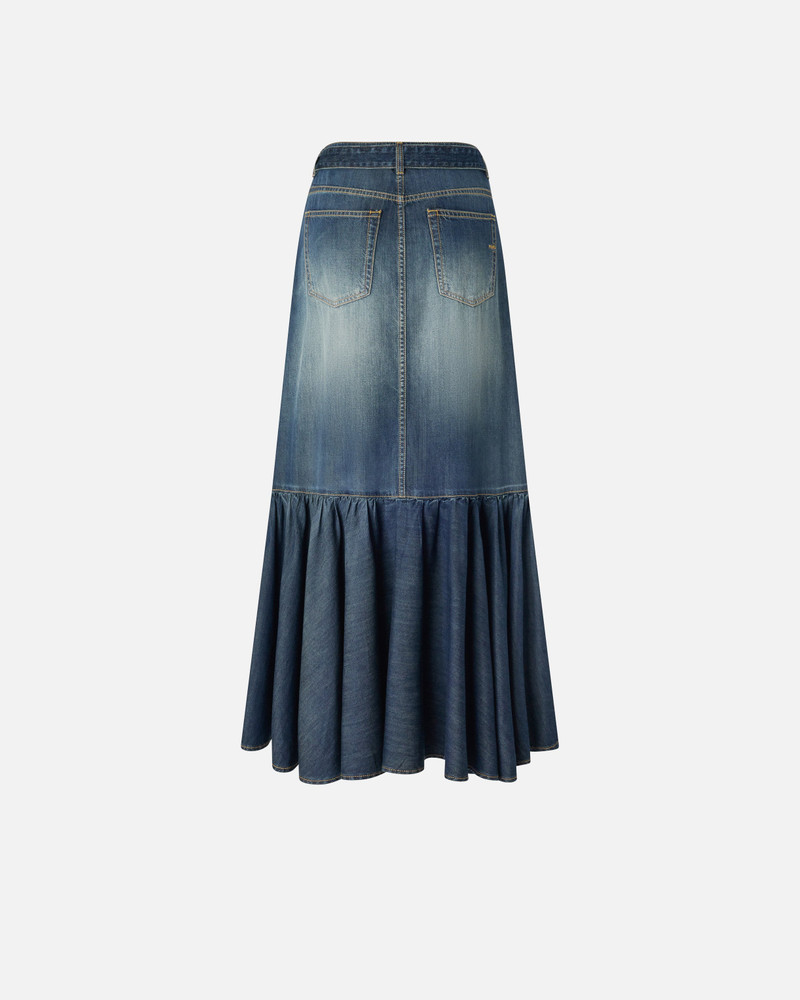 PINKO LONG DENIM SKIRT WITH FLOUNCE AND BELT outlook