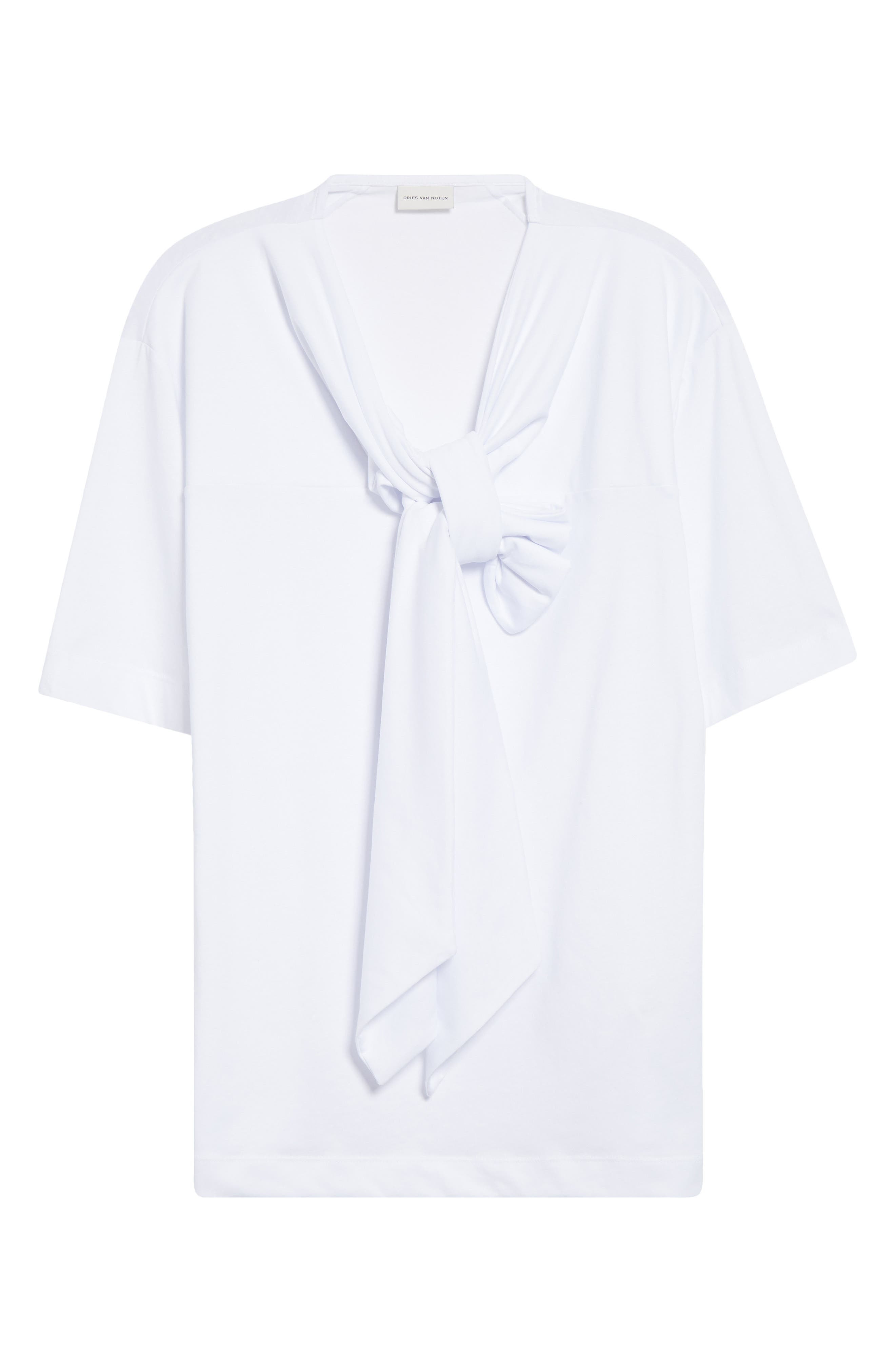 Dries Van Noten Hebitta Bow Neck Short Sleeve T-Shirt in White at Nordstrom - 6