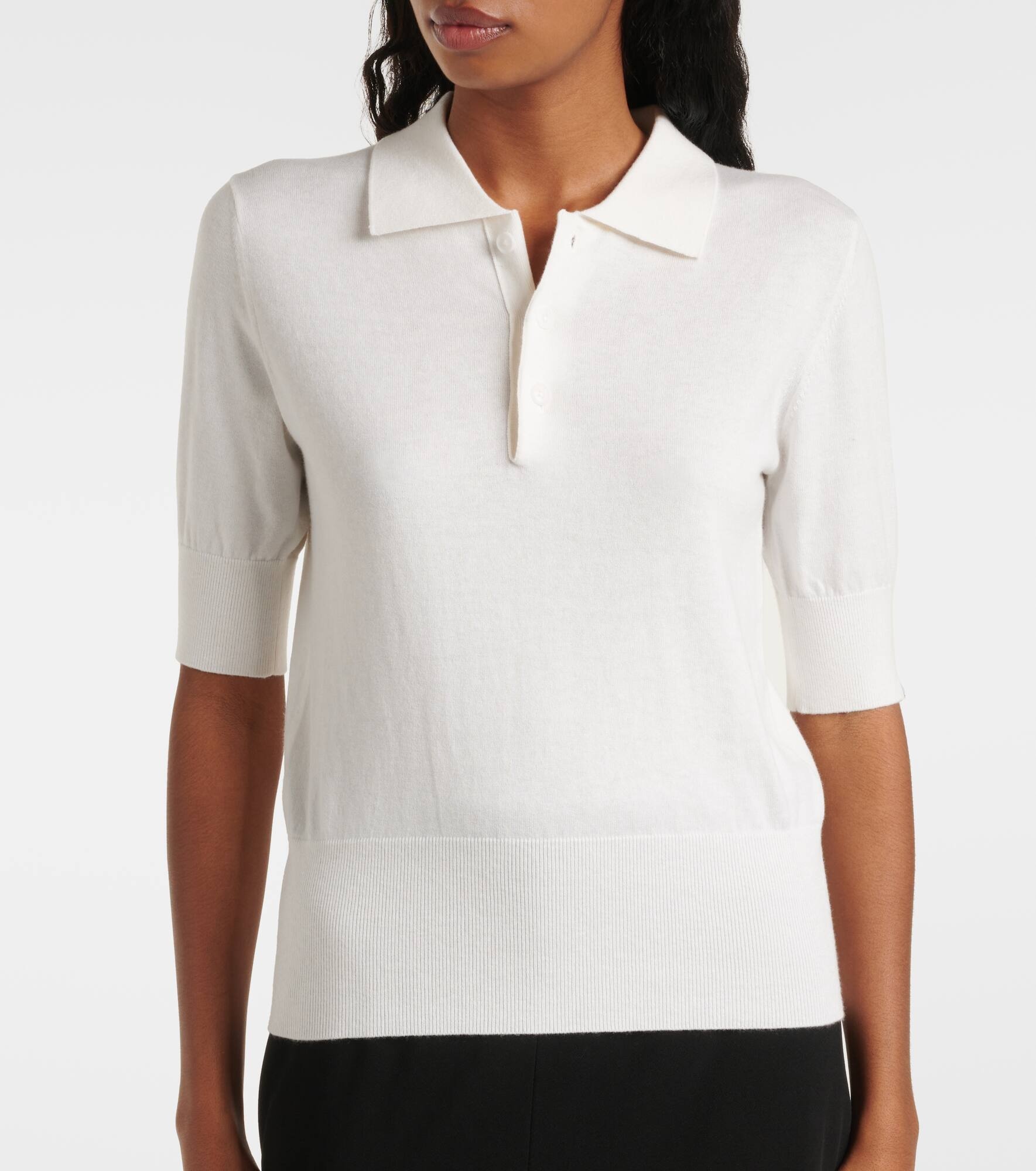 Knitted cotton and cashmere polo shirt - 6