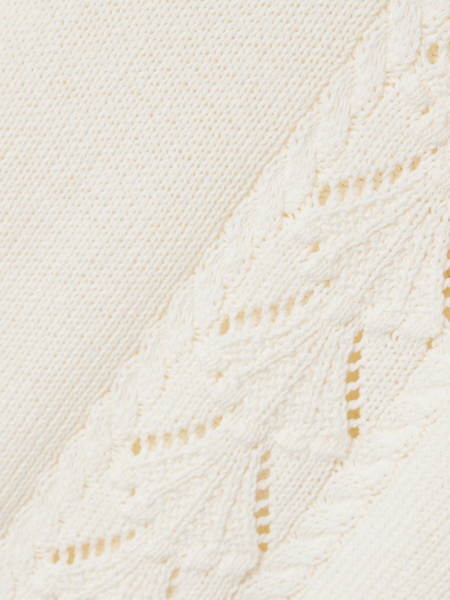 Kina cable and pointelle-knit cotton polo shirt Ivory - 4