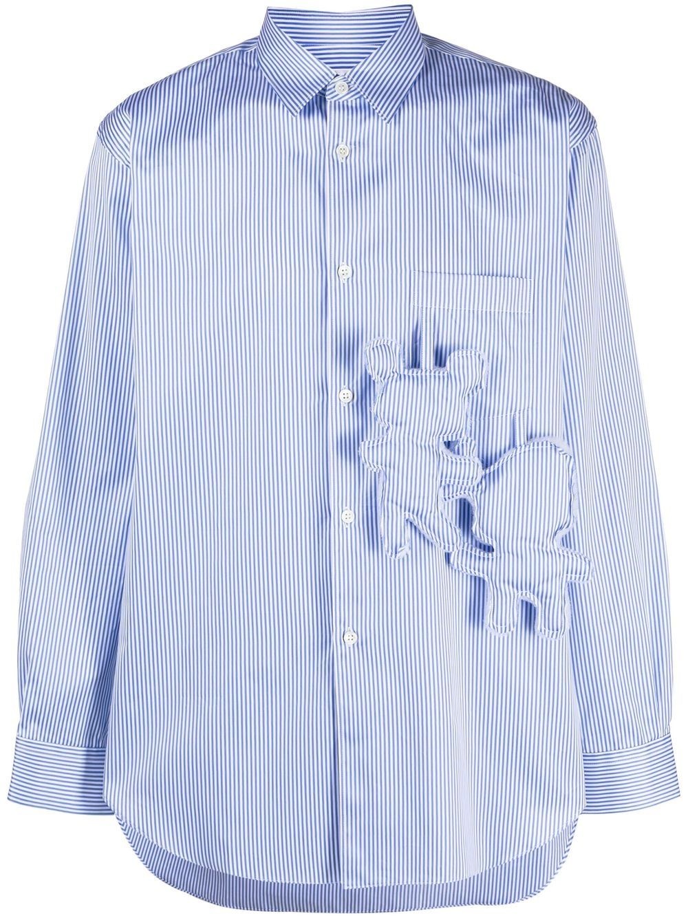 striped applique-detail shirt - 1