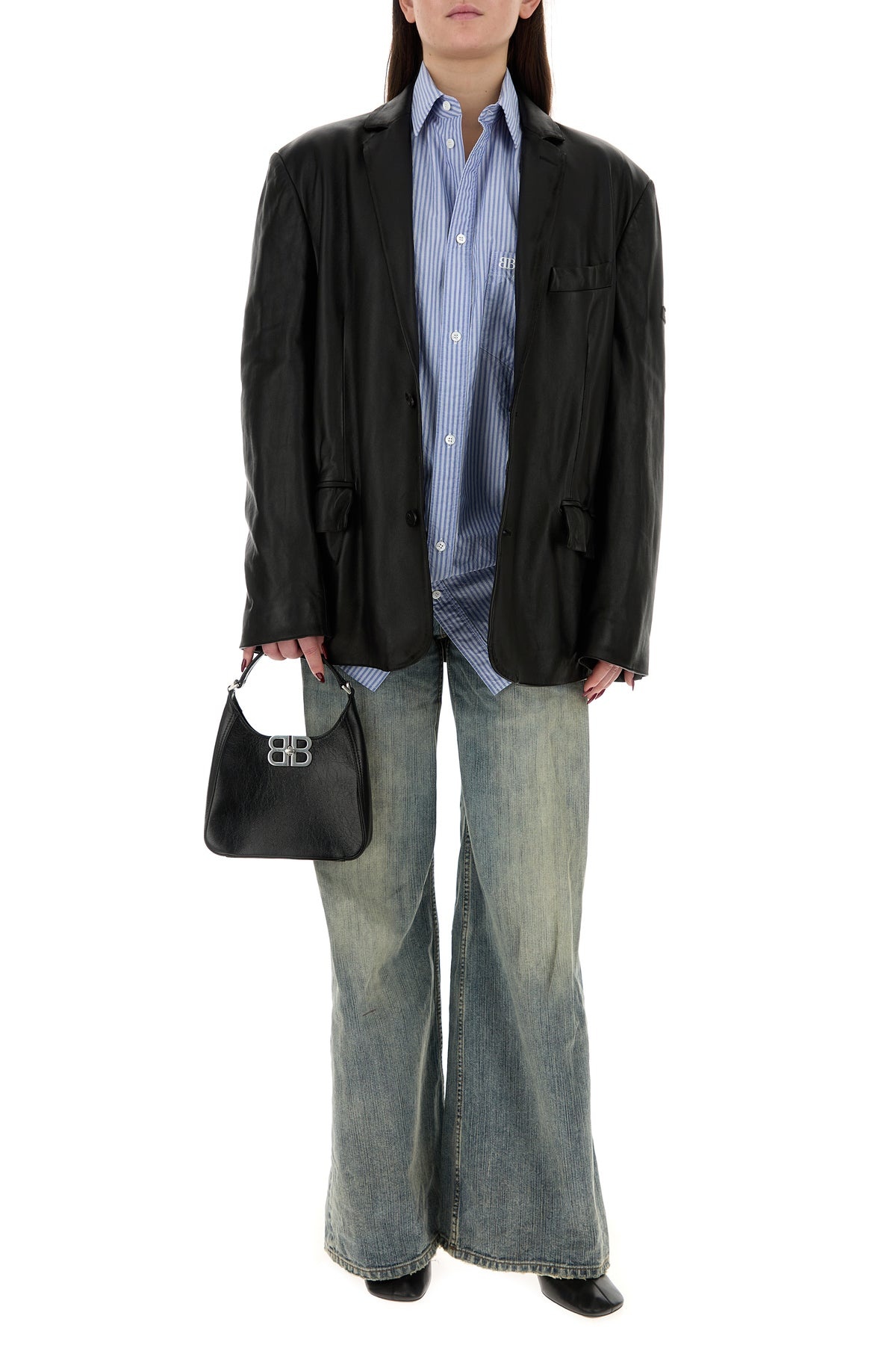Black leather BB Soft handbag - 5
