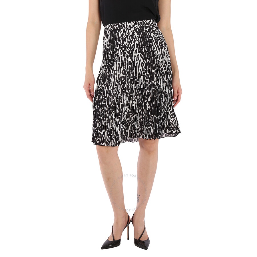 Burberry Monochrome Leopard Print Fluid Pleated Skirt - 3