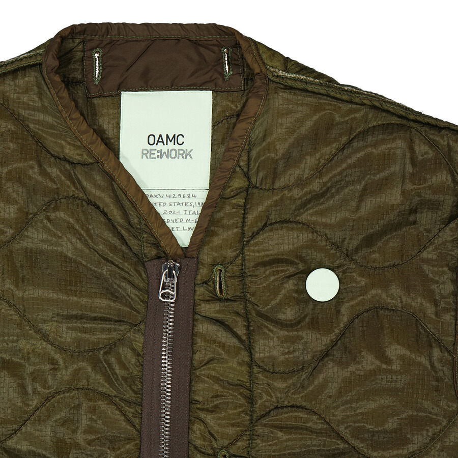 OAMC Men's Dark Moss Zipped Gilet Vest, Size Medium - 7