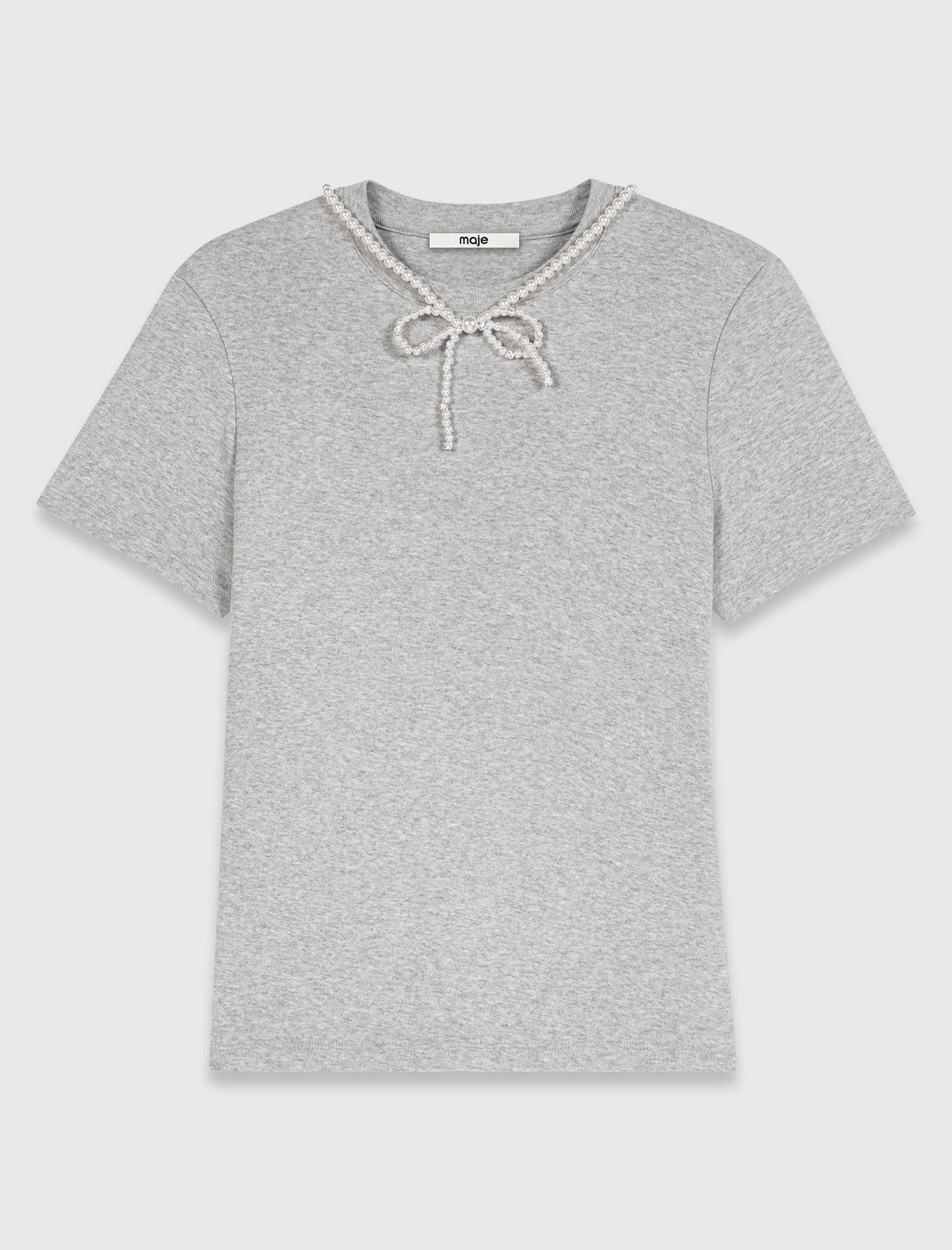 Removable beaded collar T-shirt - 1