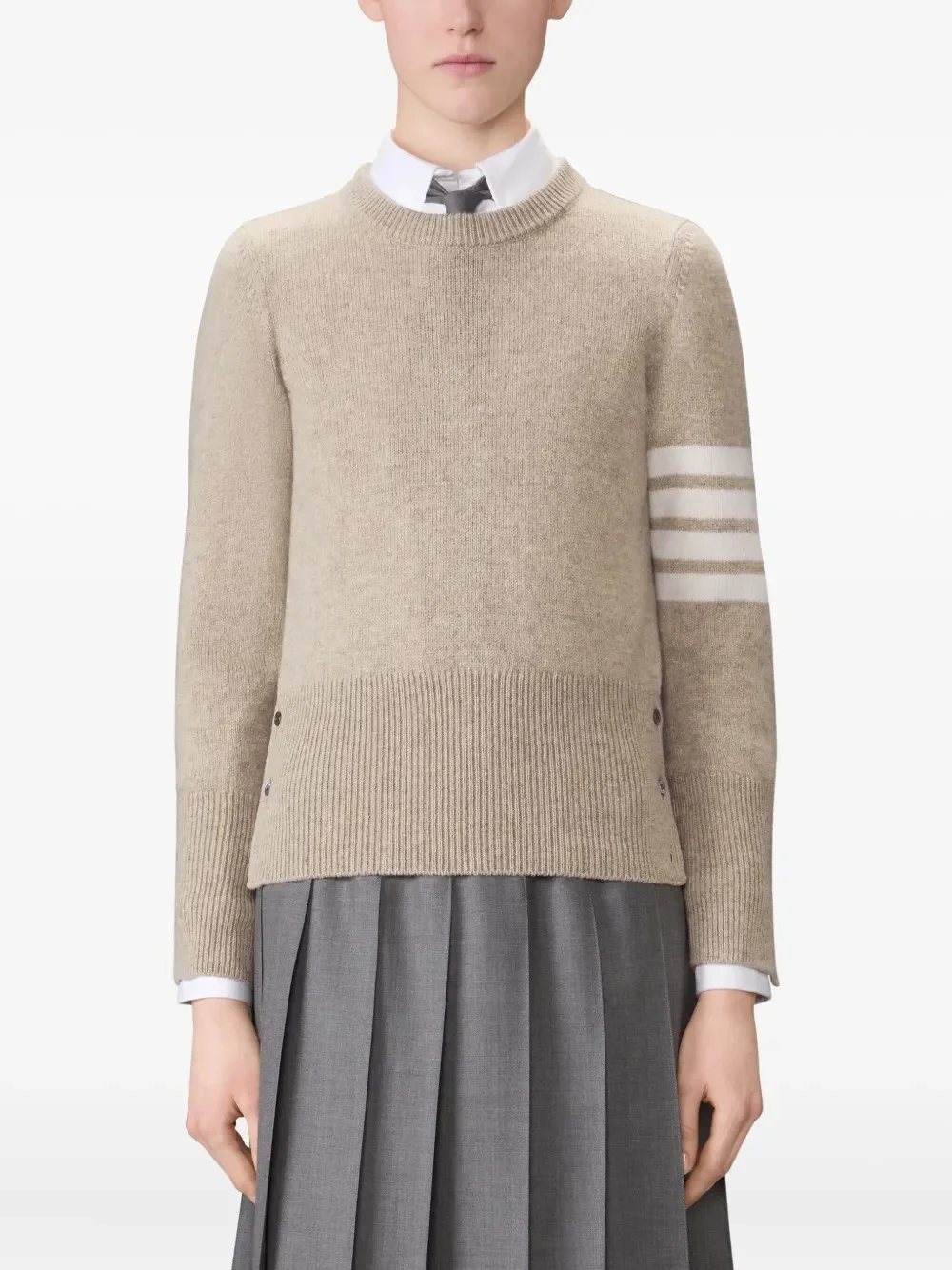 THOM BROWNE - Women Jersey Stitch Classic Crew Neck Cardigan - 1