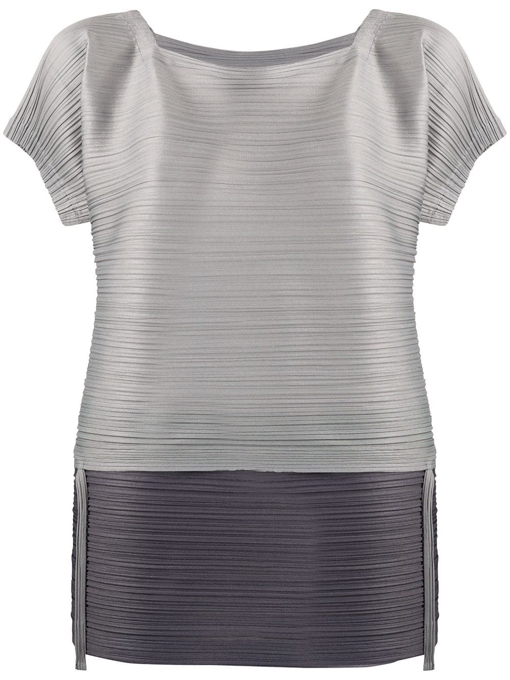 micro-pleated two-tone top - 1