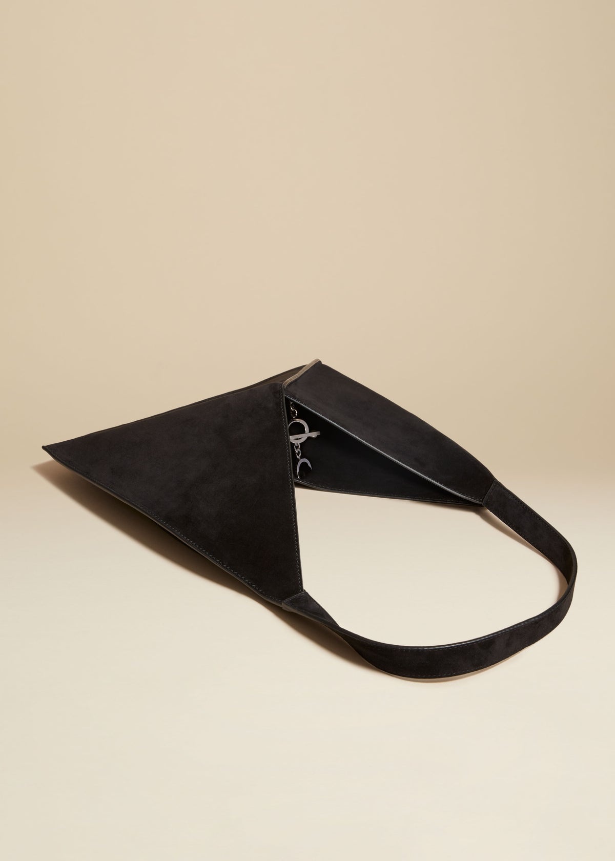The Small Sara Tote in Black Suede - 3