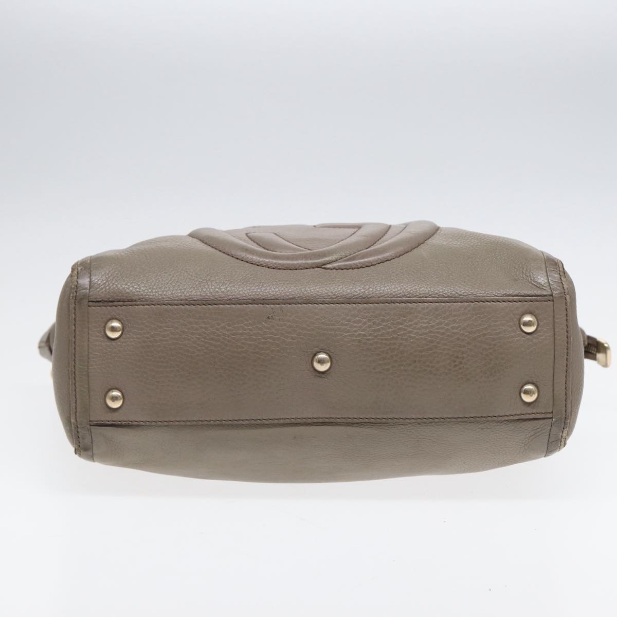 GUCCI Hand Bag Leather Gray Gold - 5