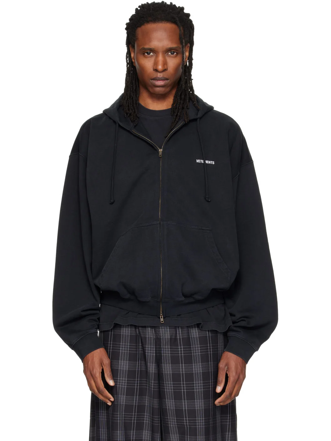 Black Classic Logo Zip Up Hoodie - 1