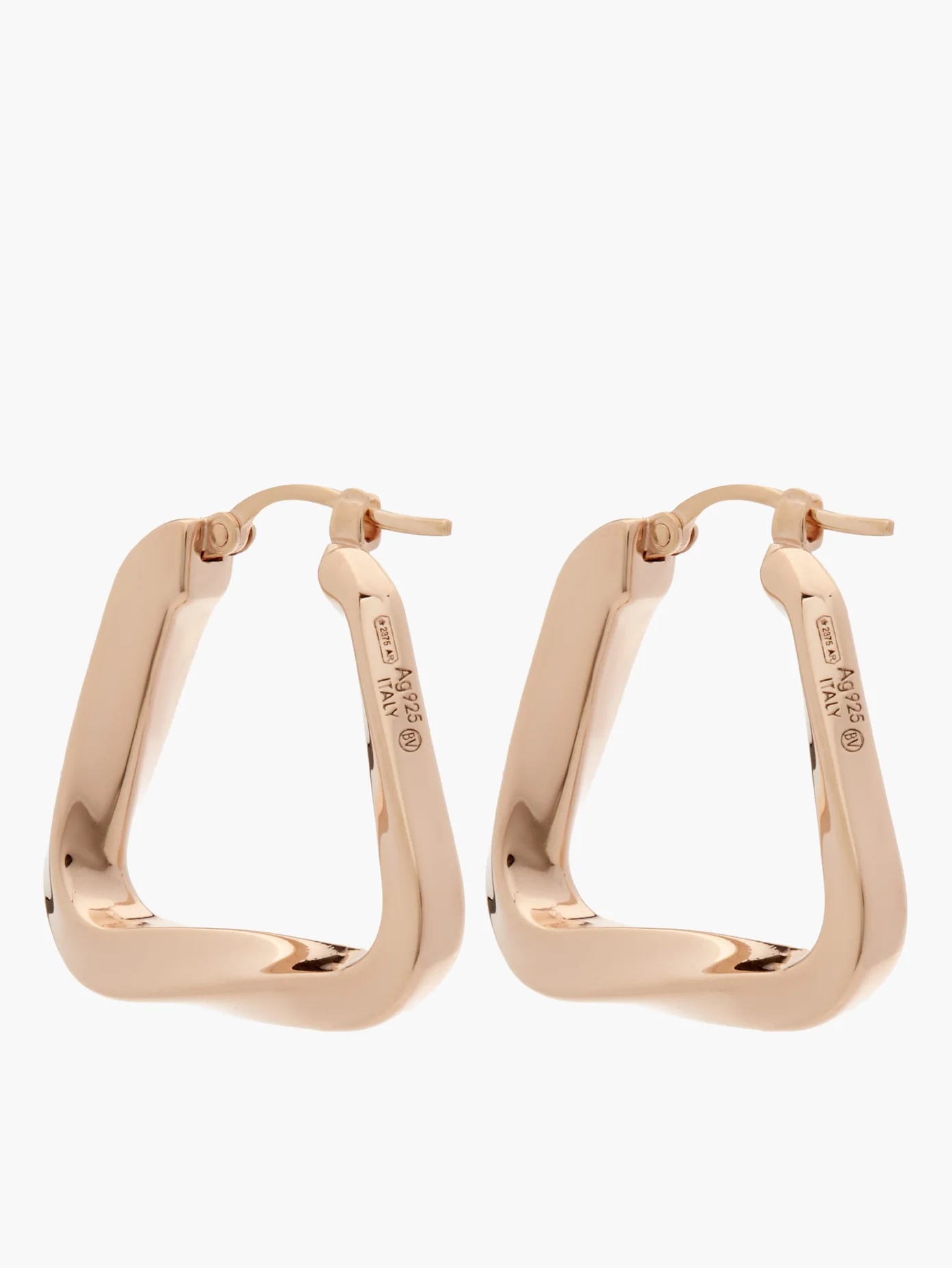 Twisted-triangle rose-gold hoop earrings - 3