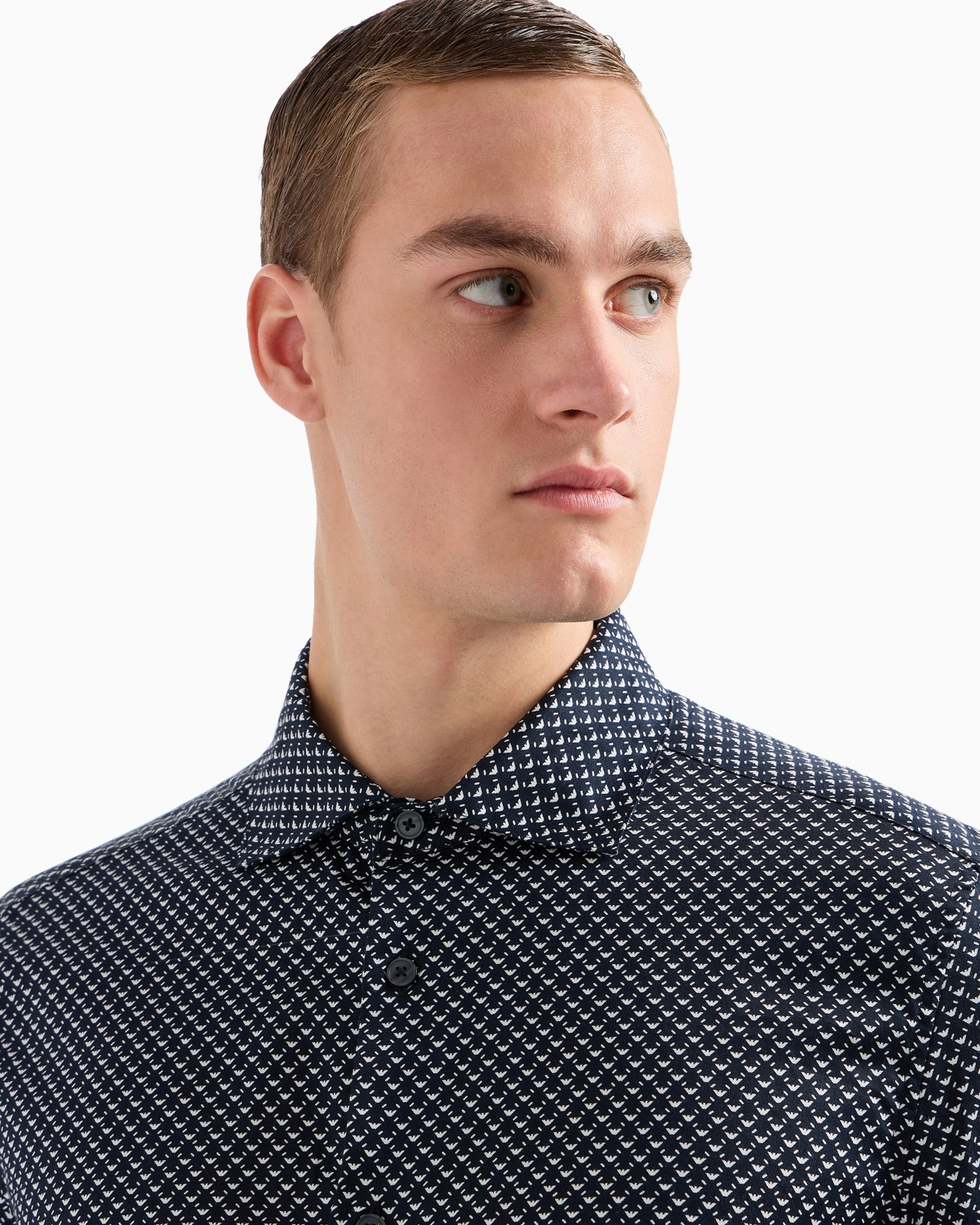 Cotton shirt with all-over logo print - 5