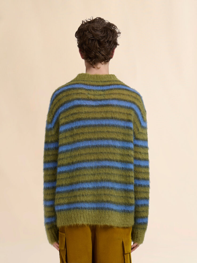 GREEN STRIPED MOHAIR SWEATER - 3