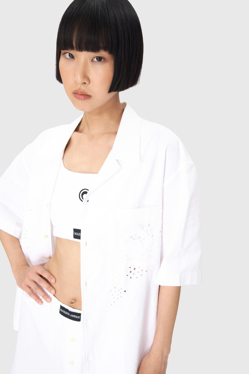 Marine Serre Regenerated Household Linen Bowling Shirt outlook