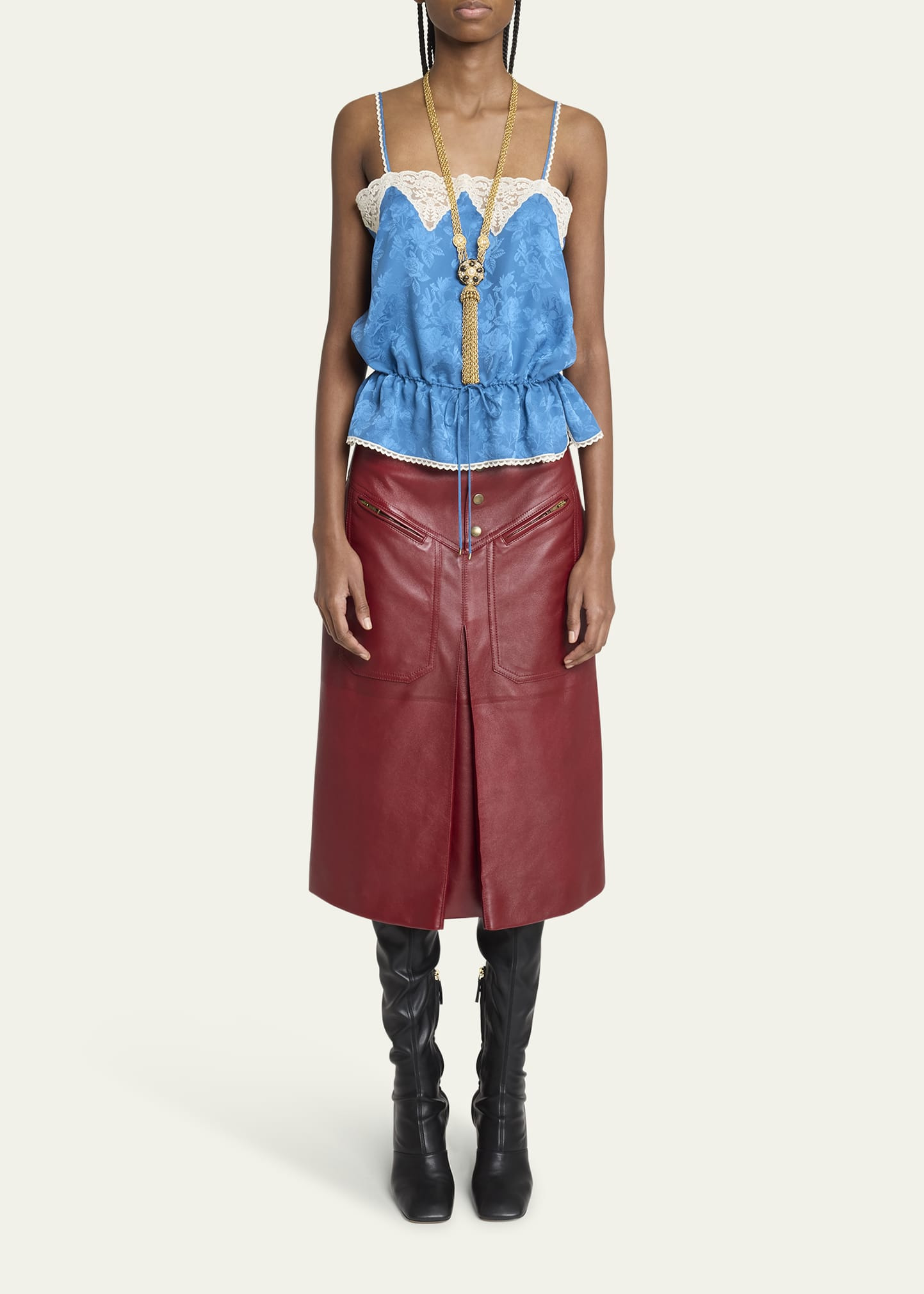 Slouch Leather Midi Skirt - 2