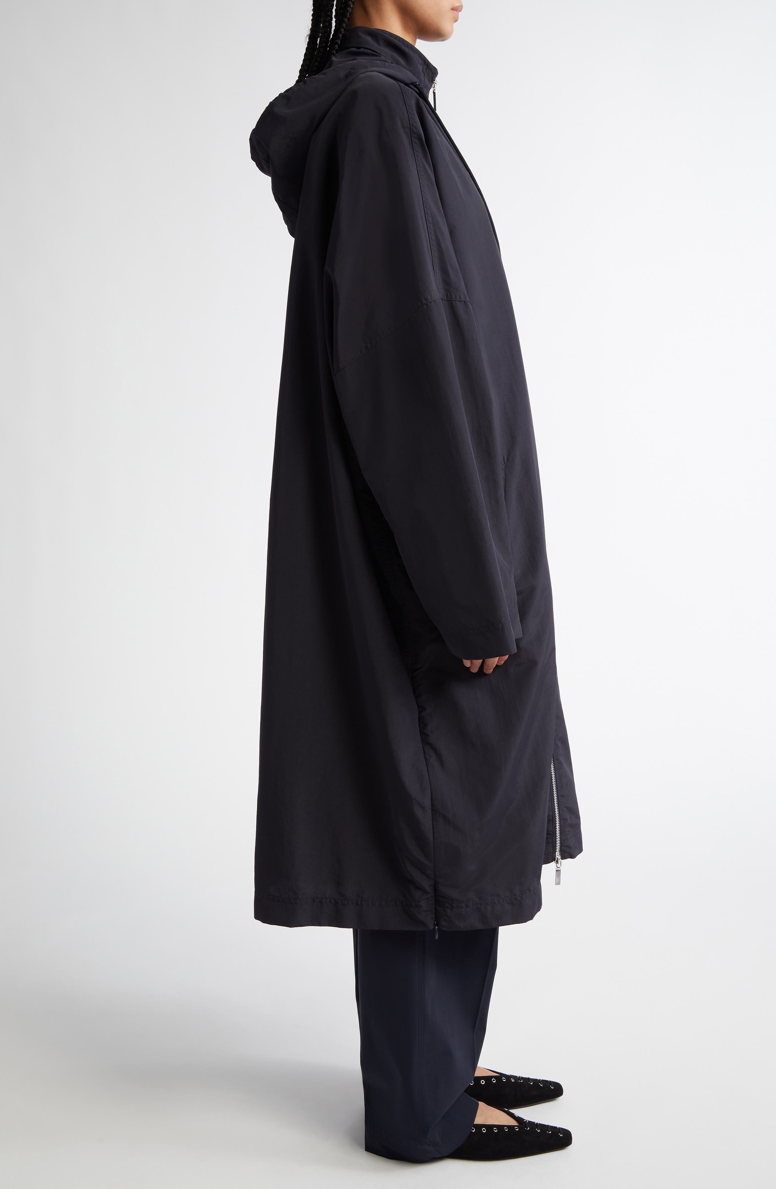TOTEME Recycled Nylon A-Line Windbreaker Coat in Nightfall at Nordstrom - 3