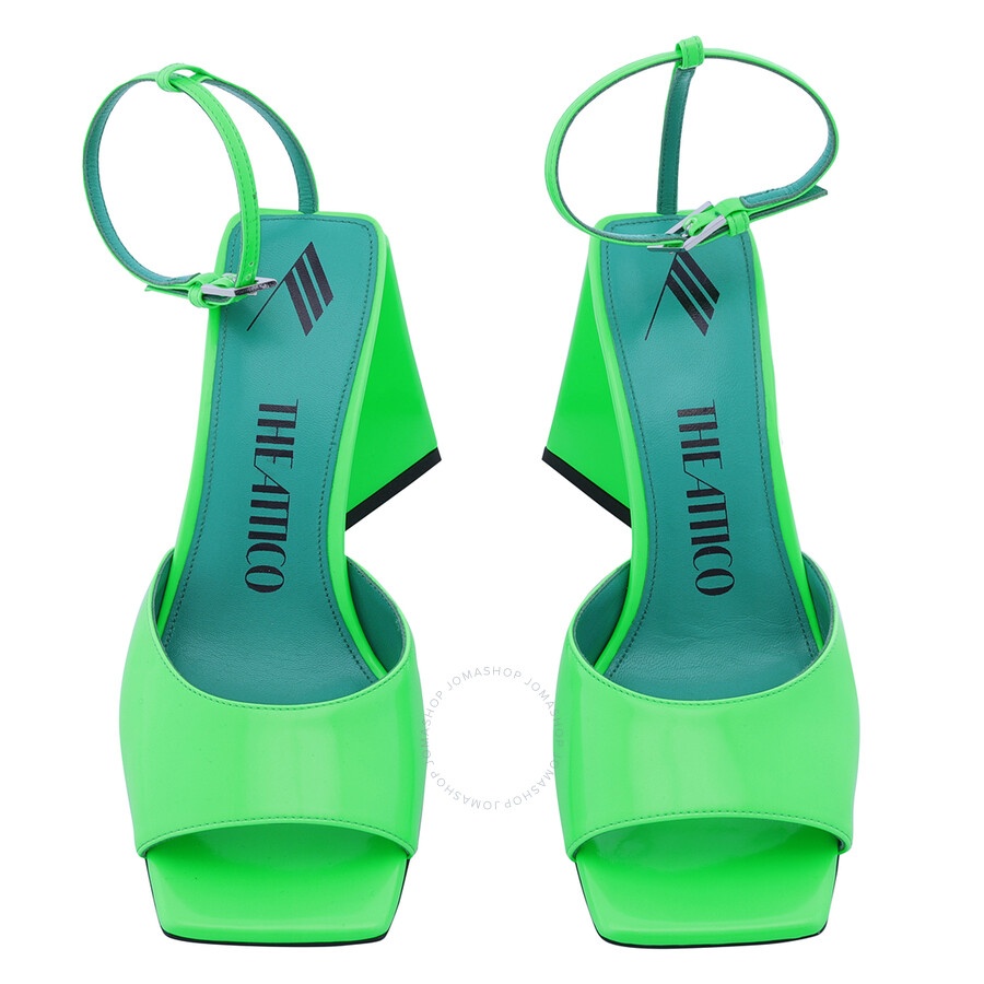 The Attico Ladies Fluo Emerald Piper Leather Sandals - 3