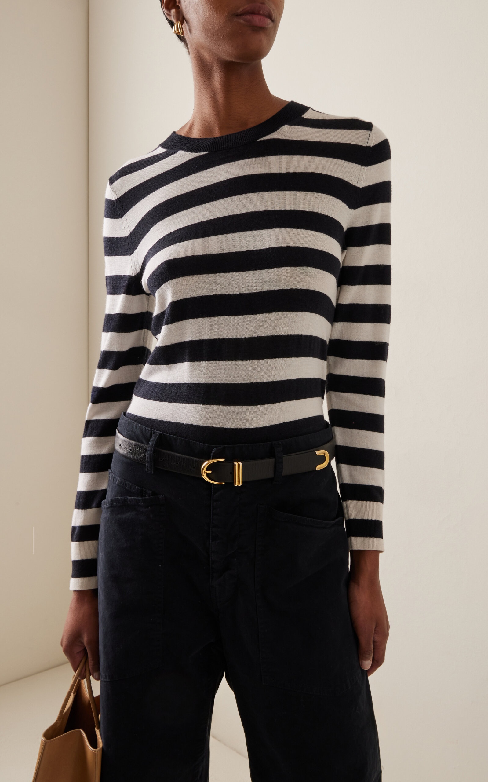 Meir Merino Wool And Silk-Blend Sweater stripe - 2