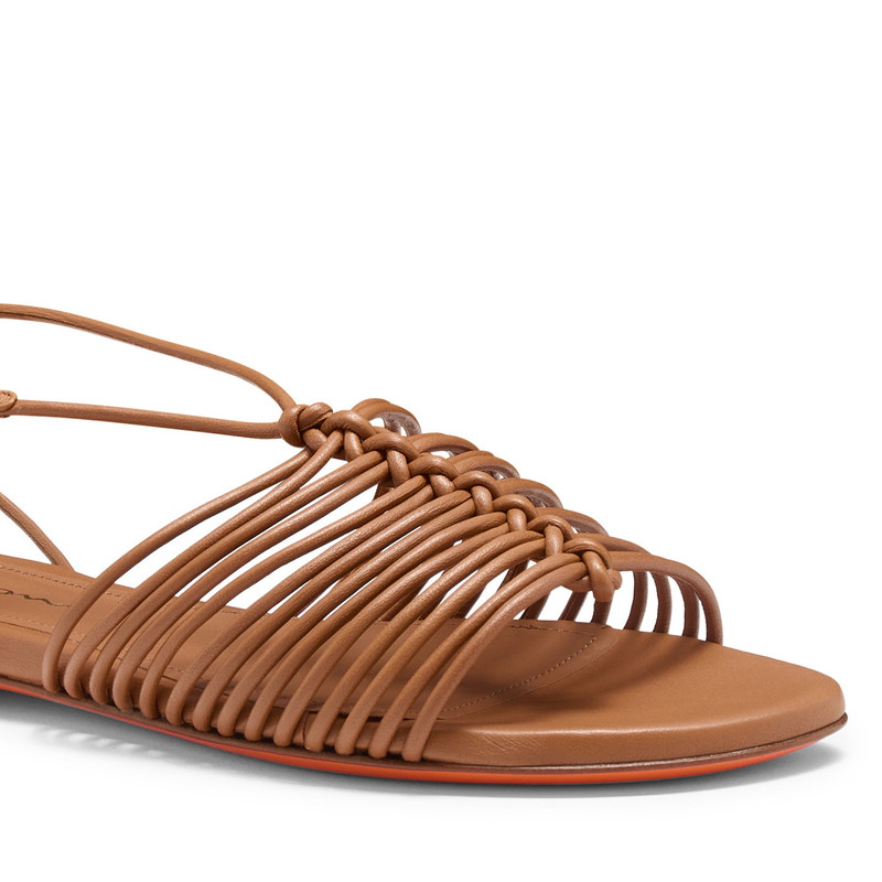 Women's light brown leather sandal 5