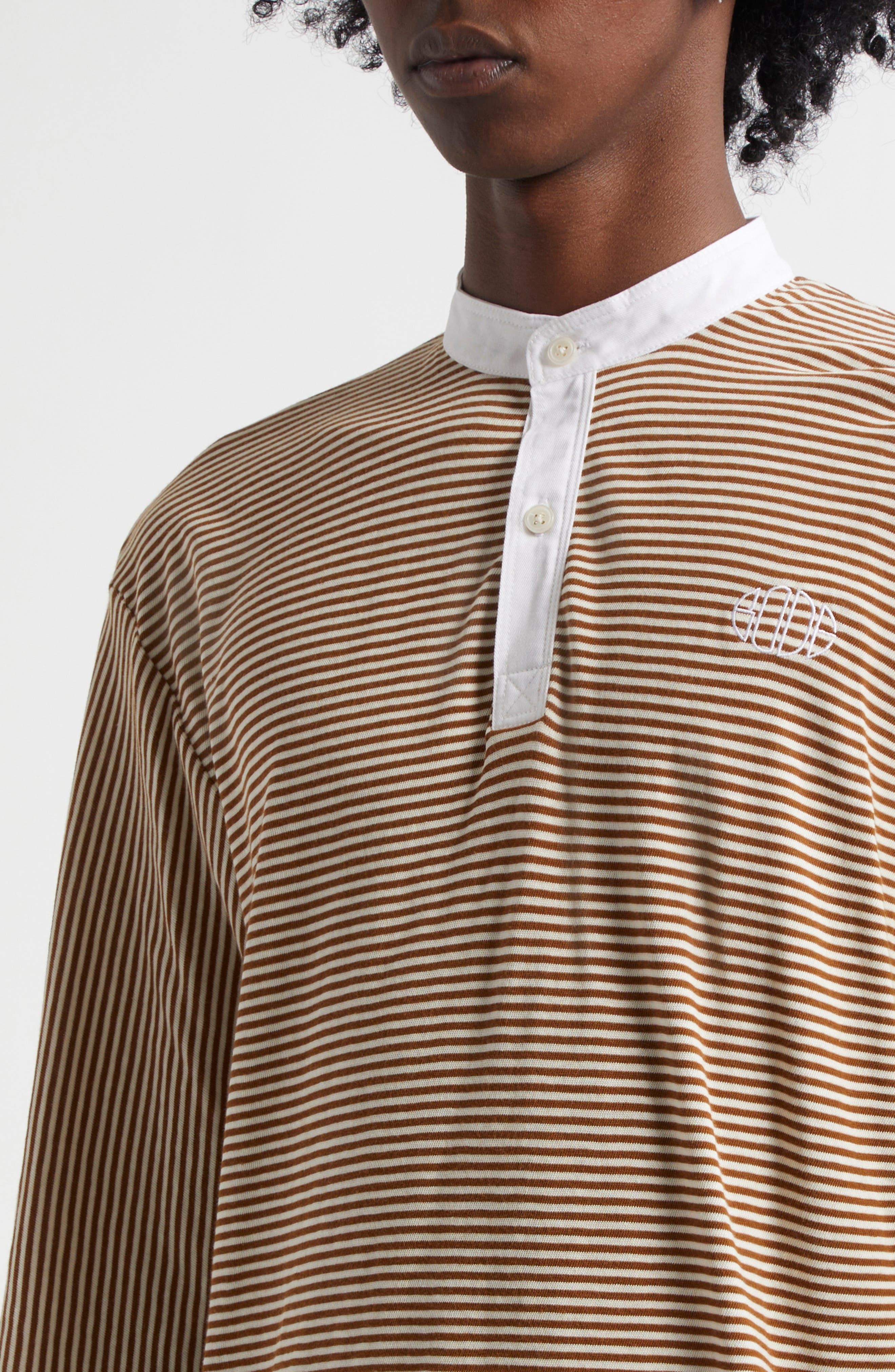 Bode Newton Stripe Top in Brown Cream at Nordstrom - 4