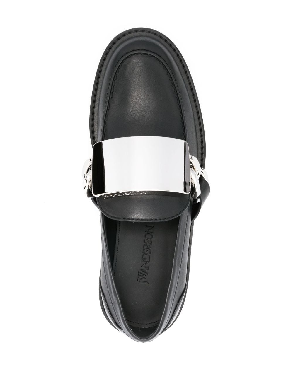 logo-engraved leather loafers - 4
