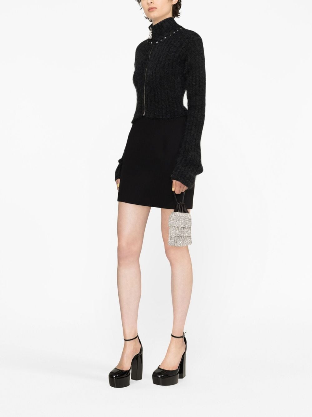 embellished ribbed-knit cardigan - 4