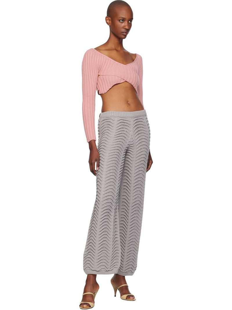ISA BOULDER Pink Crossed Sleeves Sweater outlook