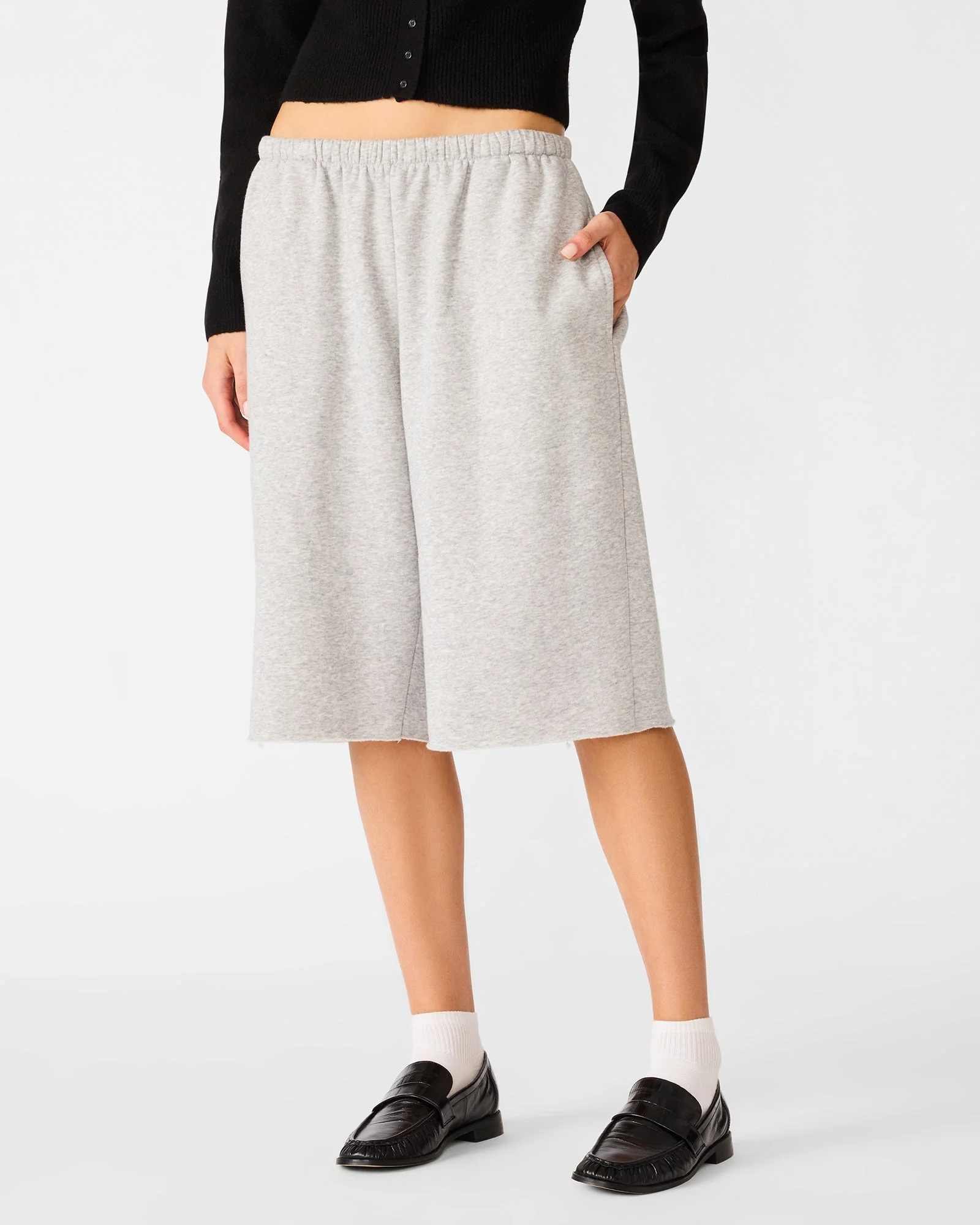 FLEECE SWEAT SHORT LIGHT HEATHER GREY - 1