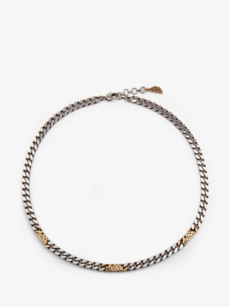 Men's Seal Logo Chain Choker in Silver 1