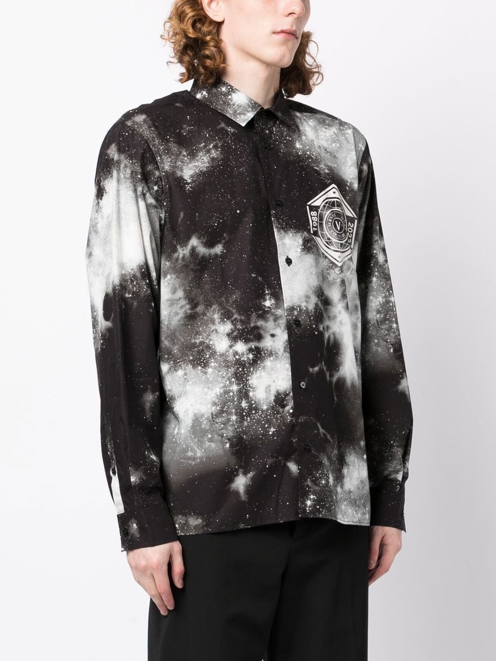 tie dye-print button-up shirt - 3