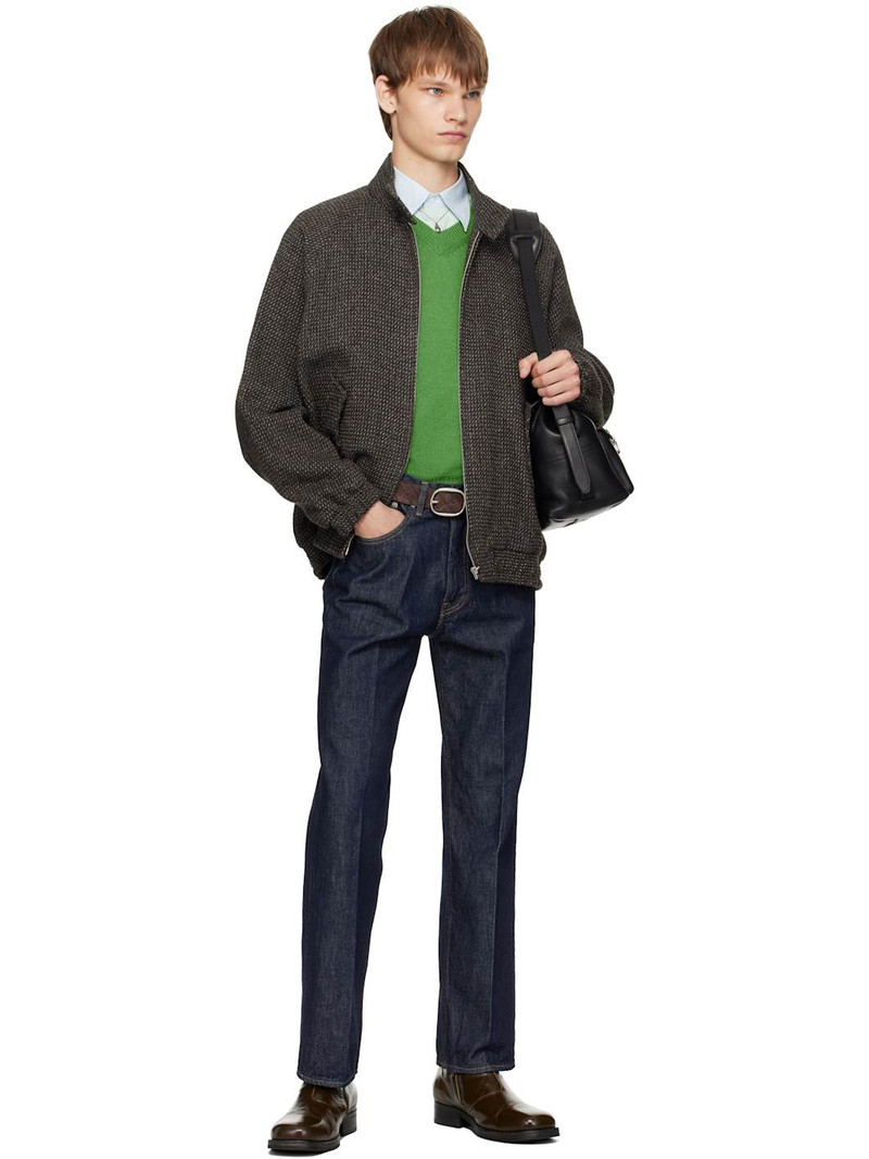 AURALEE Brown & Gray Alpaca Wool Silk Tweed Zip Blouson Jacket outlook